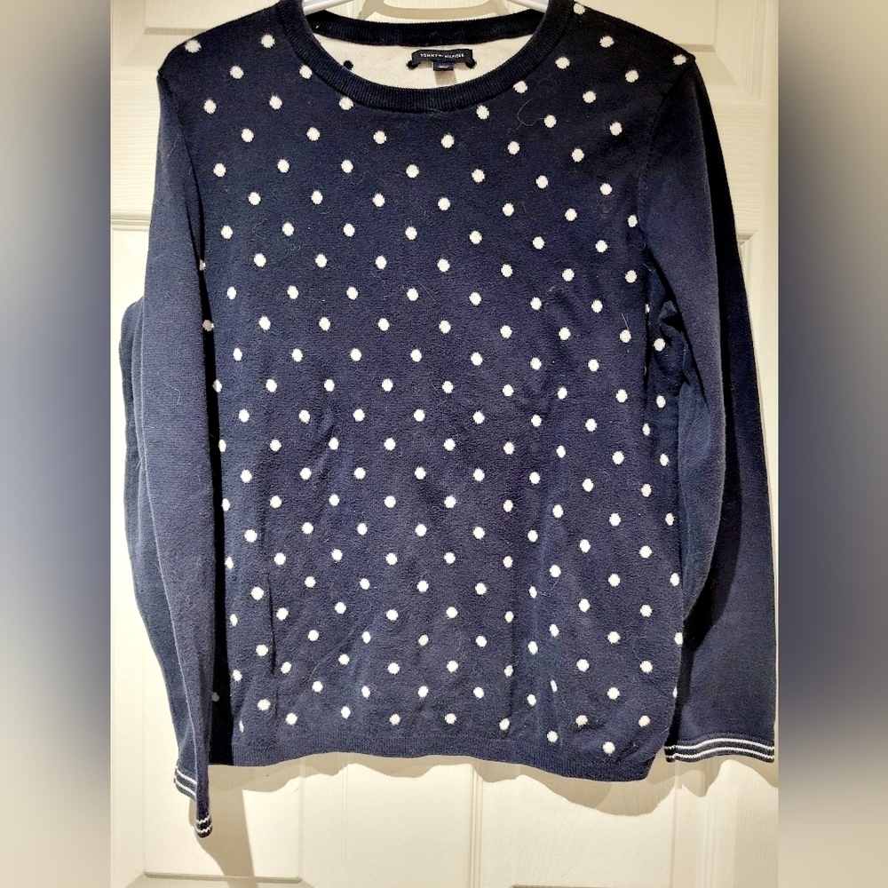 Tommy Hilfiger Navy Blue Polka Dot Sweater